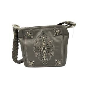 NEW BRIGHTON MASTERPIECE ANJU ANISHA GREYHOUND GRAY BEADED PURSE HANDBAG $550